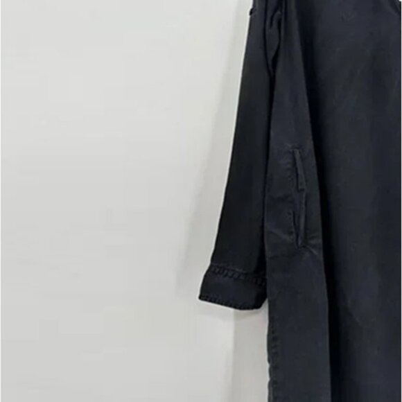 Quince Vintage Wash Tencel Roll Sleeve Tunic Shirt Dress size L Large in Black - Picture 3 of 5